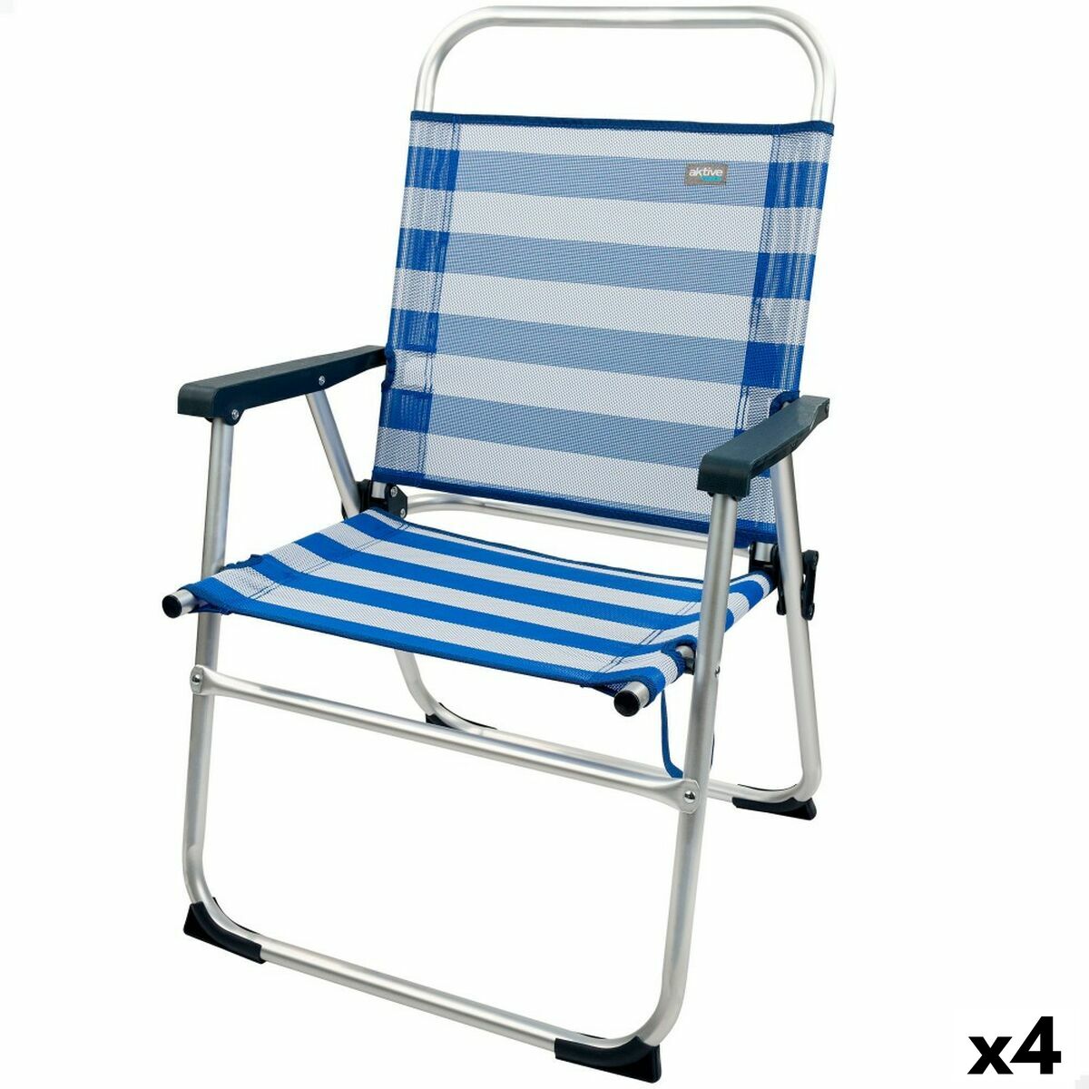 Strandstol Aktive Blå Vit 48 x 88 x 50 cm Aluminium Hopfällbar (4 antal) - 8