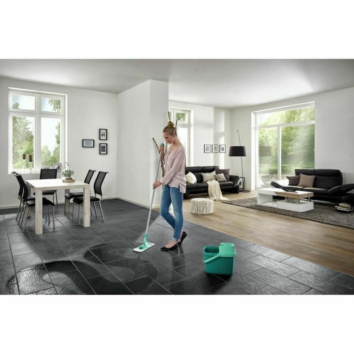 Mop with Bucket Leifheit Combi Clean M Grön Metall Plast - 7