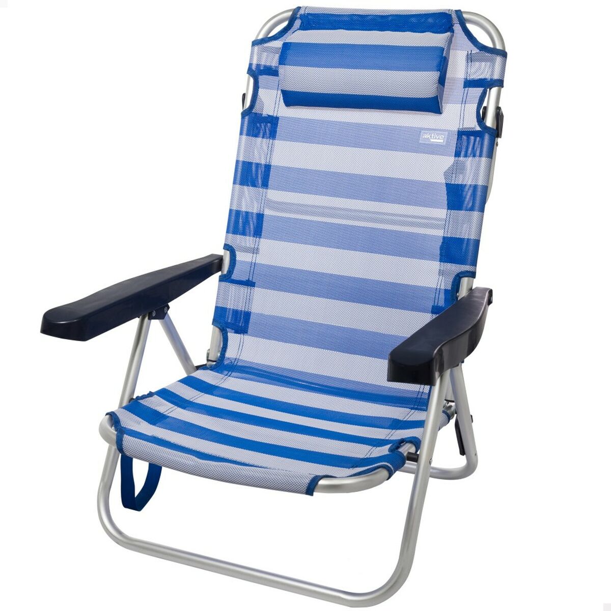 Strandstol Aktive Hopfällbar Kudde Vit Blå 48 x 84 x 46 cm (2 antal) - 9