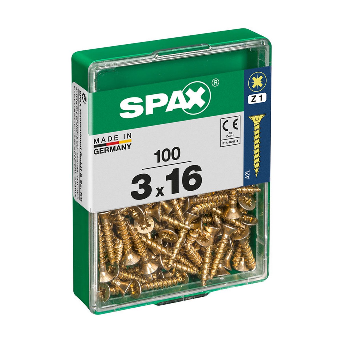 Låda med skruvar SPAX Yellox Trä Platt huvud 100 Delar (3 x 16 mm) - 2