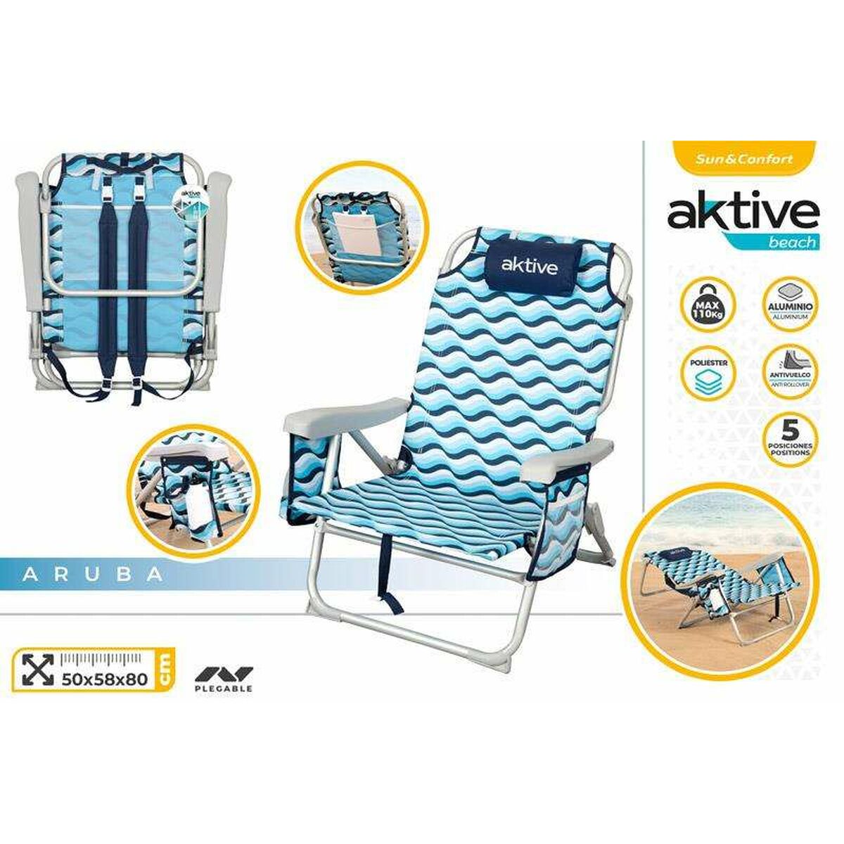 Strandstol Aktive 64 x 63 x 28 cm - 3