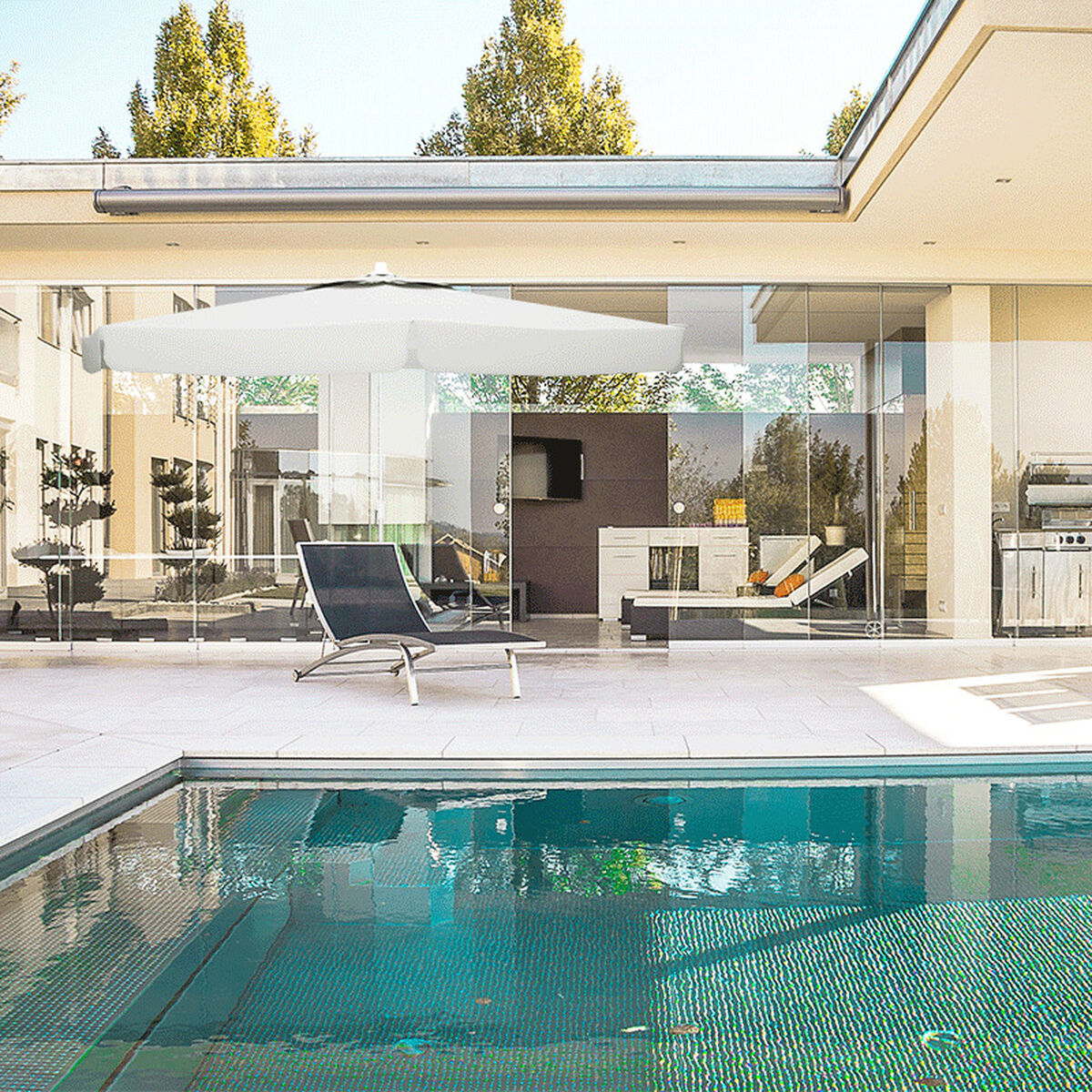 Marbueno Aluminium Parasoll 8 Spokes D270 cm Polyester Vit Trädgård, Pool och Terrass 10182 - 3