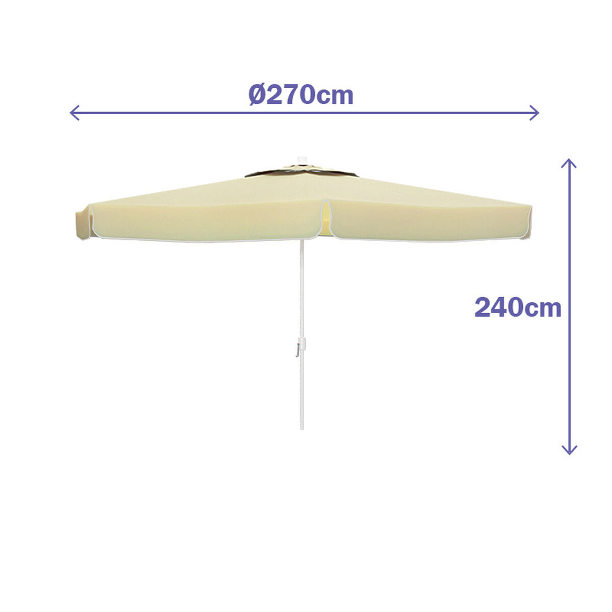 Marbueno Aluminium Parasoll 8 Spokes D270 cm Polyester Vit Trädgård, Pool och Terrass 10182 - 9