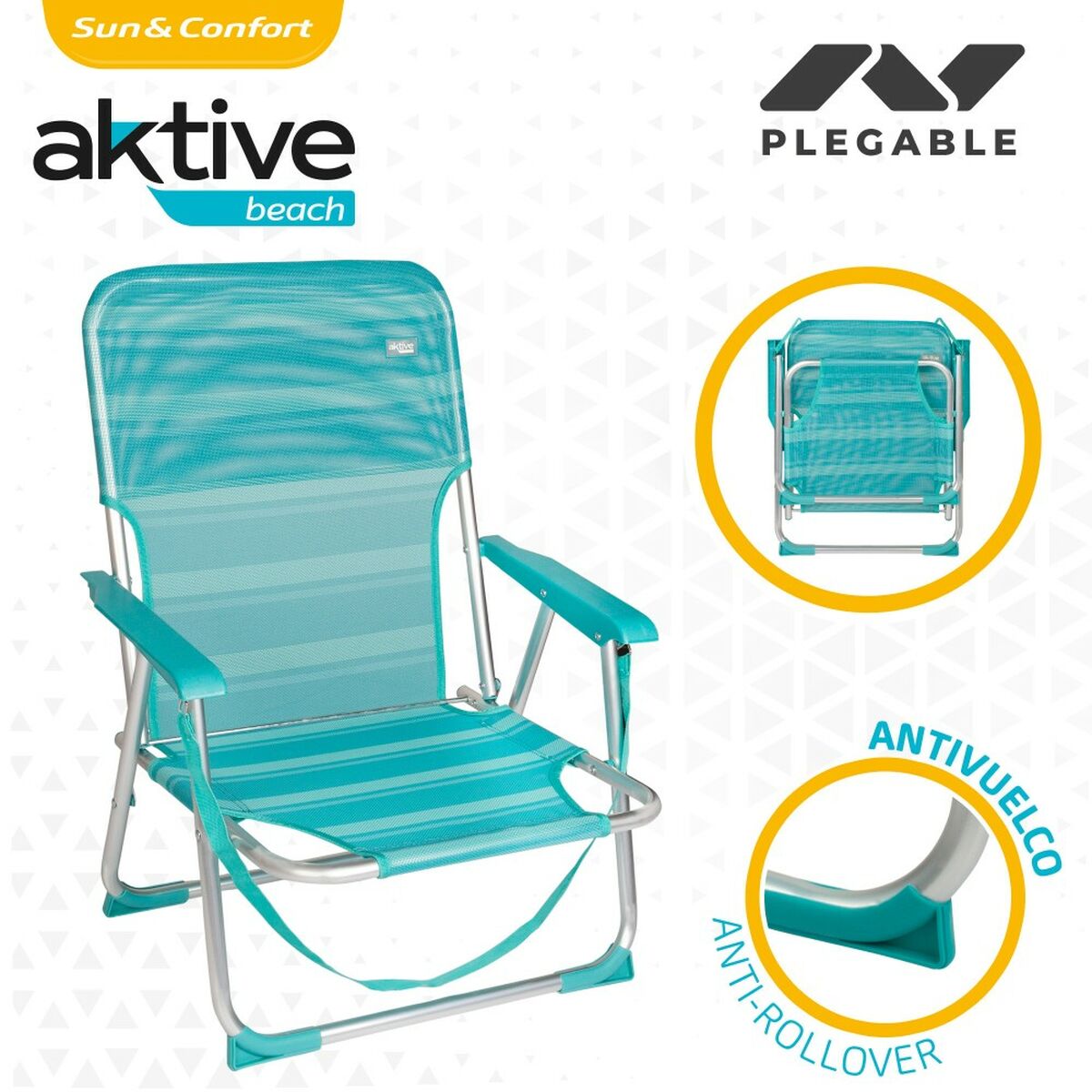 Strandstol Aktive Turkos 44 x 72 x 35 cm Aluminium Hopfällbar (4 antal) - 4