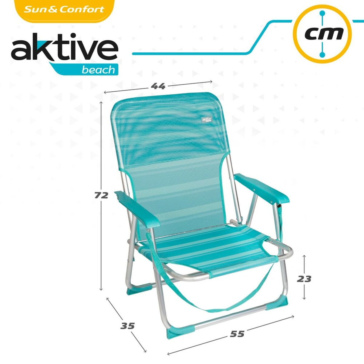 Strandstol Aktive Turkos 44 x 72 x 35 cm Aluminium Hopfällbar (4 antal) - 7