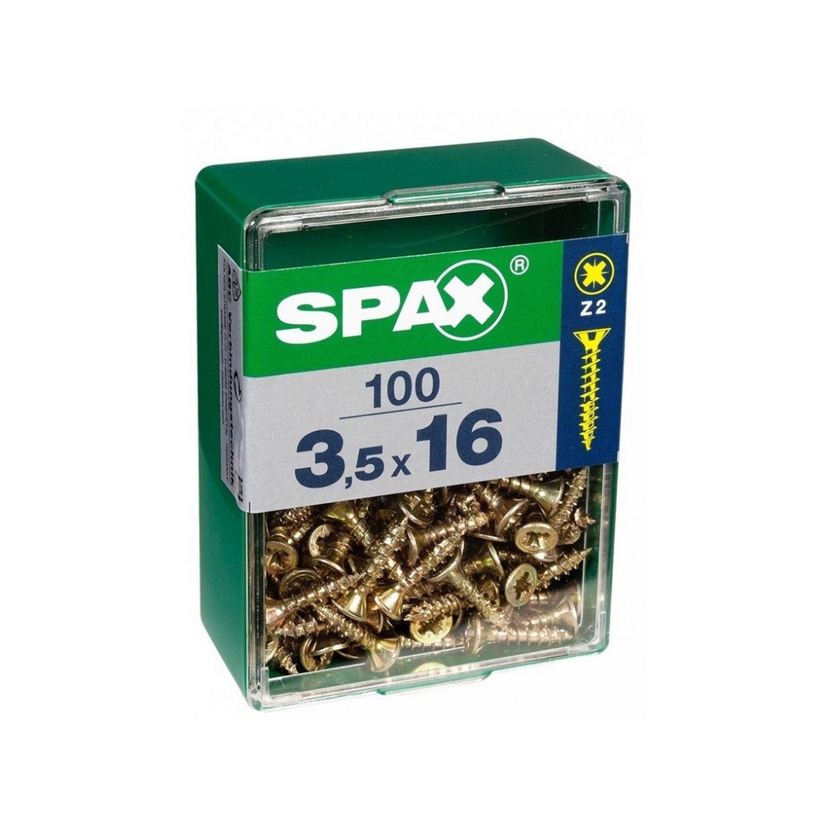 Låda med skruvar SPAX Yellox Trä Platt huvud 100 Delar (3 x 20 mm)