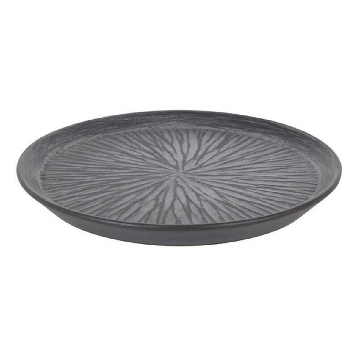 Platt skål Inde Stoneware Lotus Porslin Svart - 2