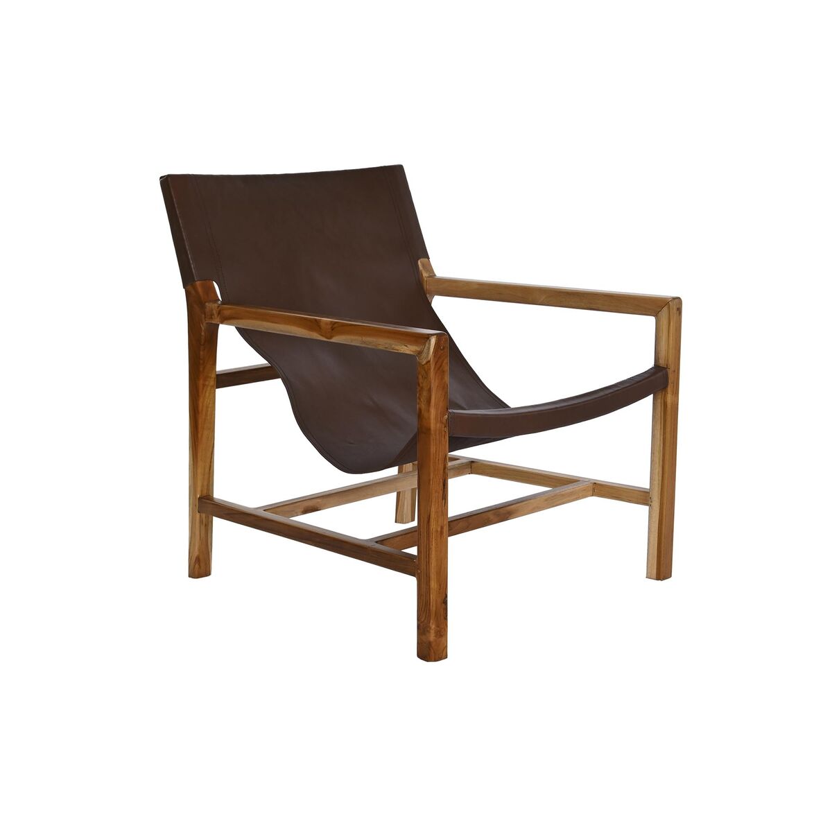 Fåtölj DKD Home Decor Naturell Mörkbrun Teak 66 x 73 x 77 cm