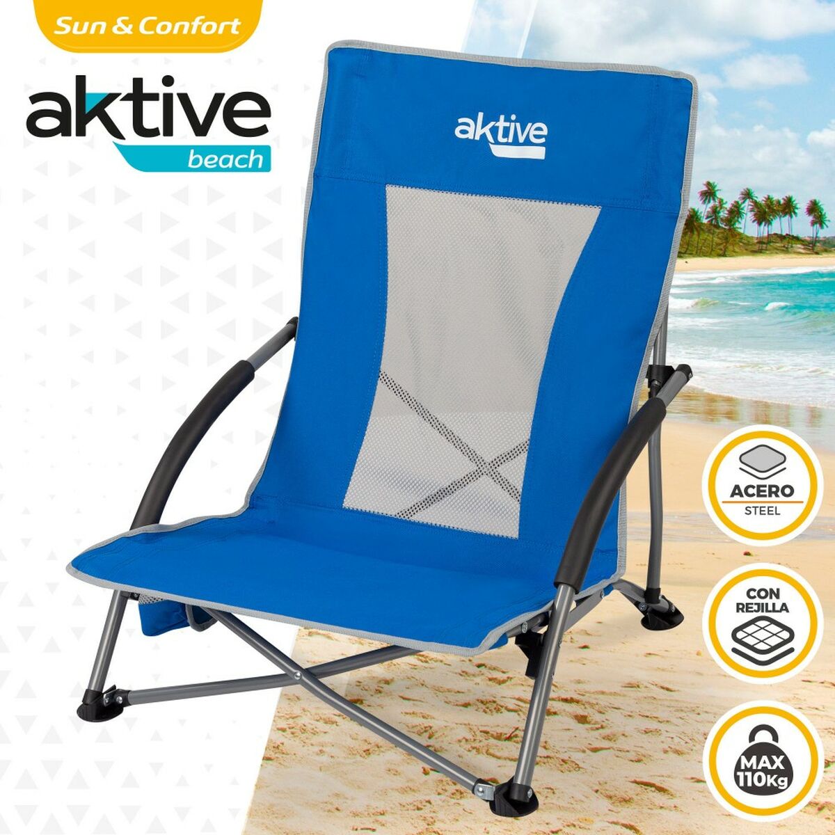 Strandstol Aktive Blå 50 x 67 x 51 cm (4 antal) - 10
