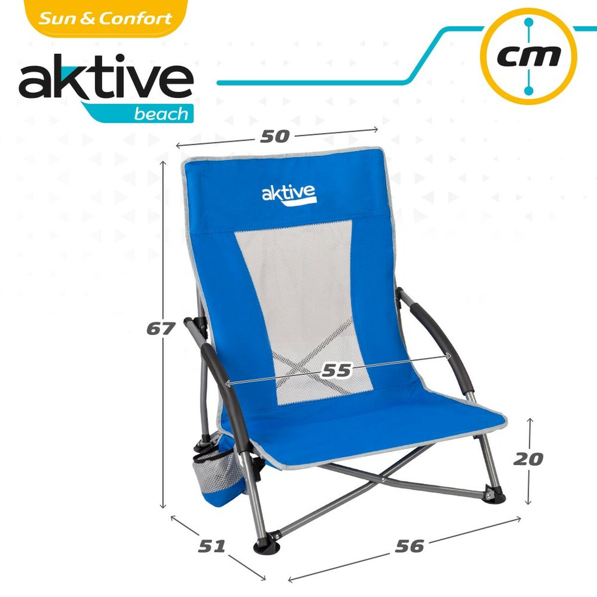 Strandstol Aktive Blå 50 x 67 x 51 cm (4 antal) - 7