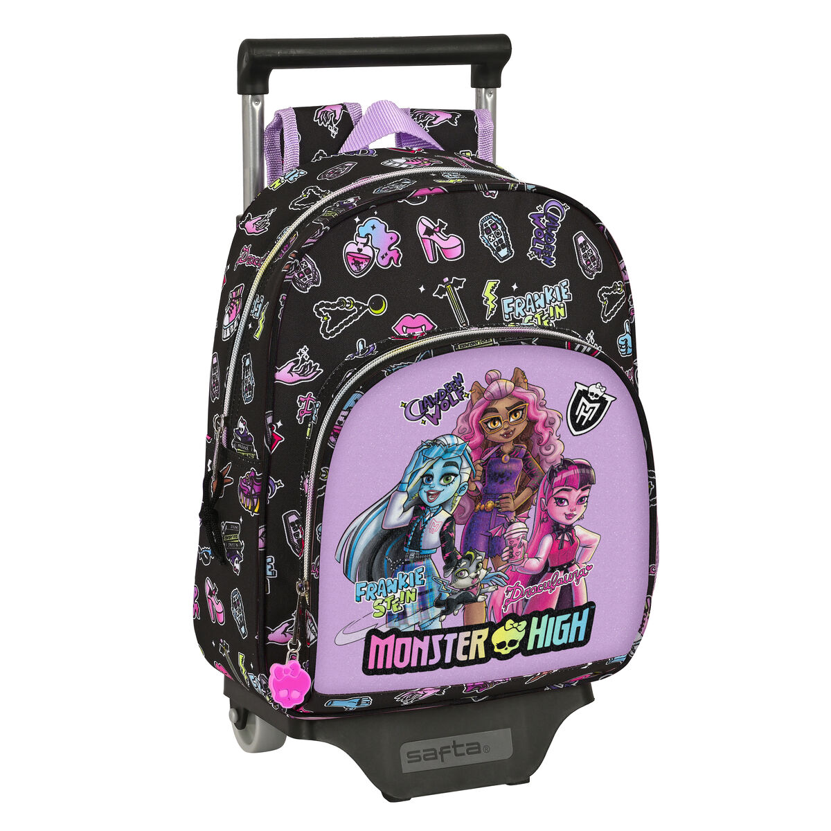 Skolväska med hjul Monster High Creep Svart 28 x 34 x 10 cm - 3