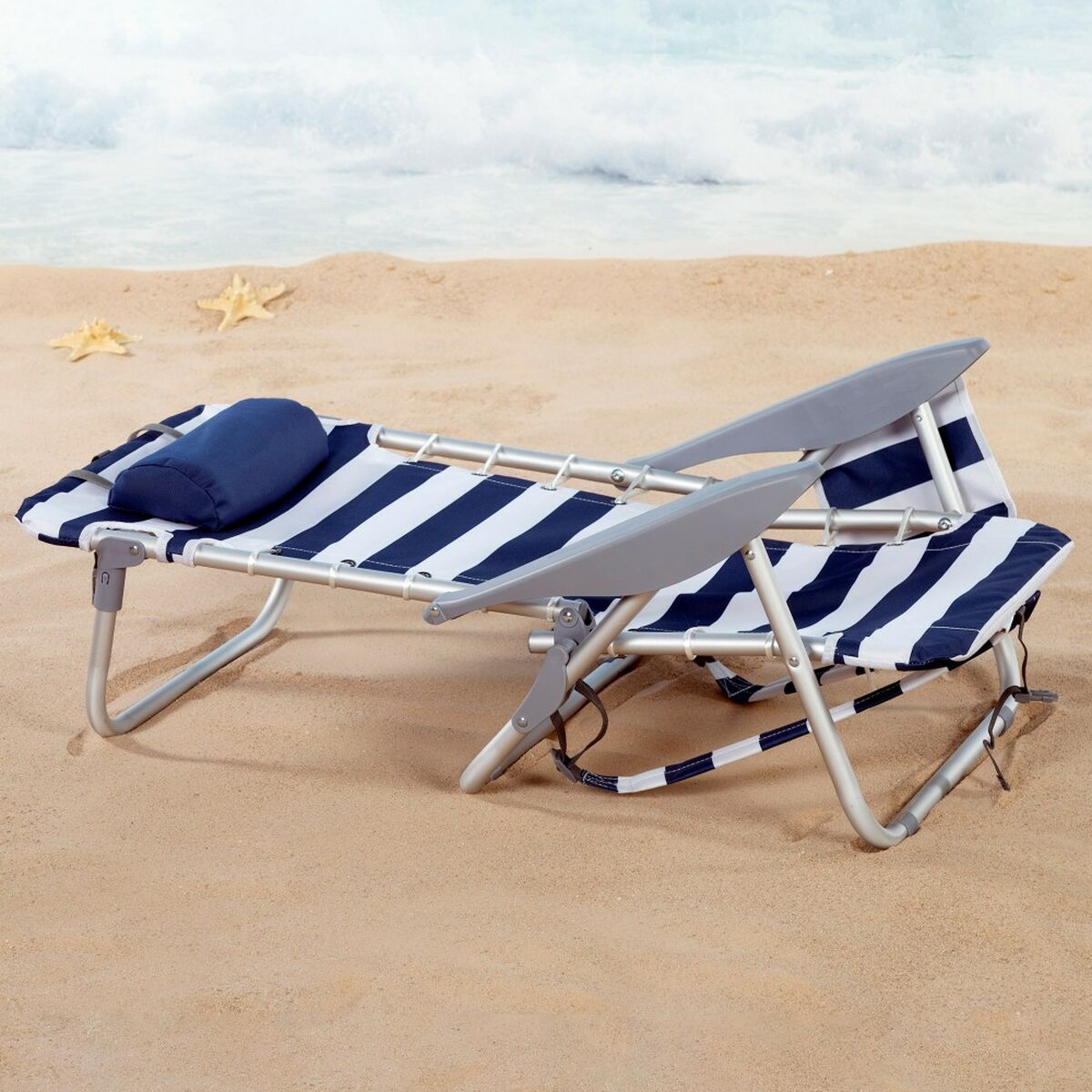 Strandstol Aktive Blå Vit 50 x 76 x 45 cm (2 antal) - 6