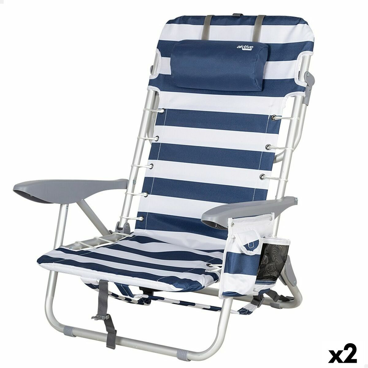 Strandstol Aktive Blå Vit 50 x 76 x 45 cm (2 antal) - 8