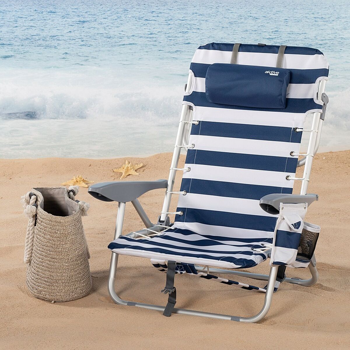 Strandstol Aktive Blå Vit 50 x 76 x 45 cm (2 antal) - 3