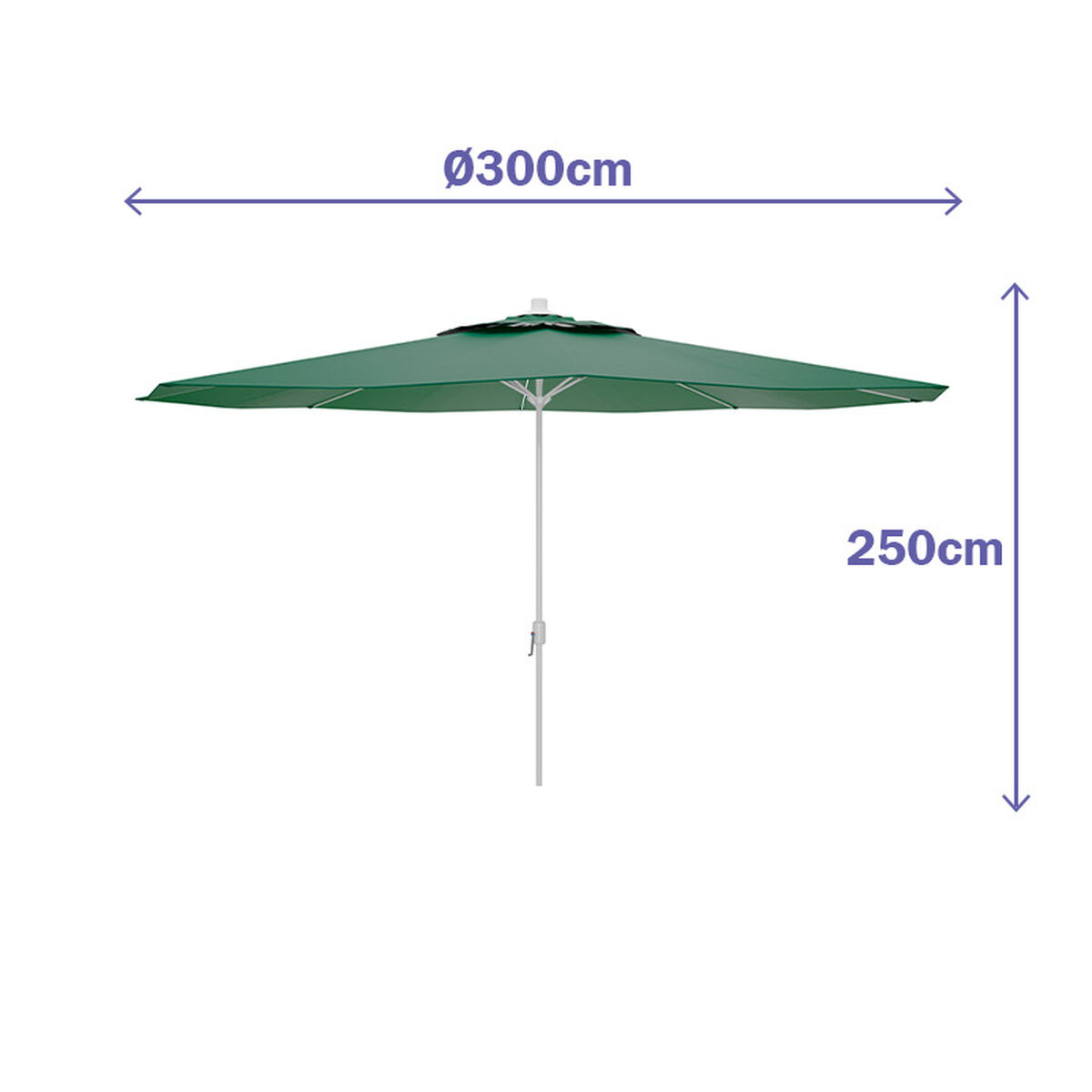 Marbueno Paraply Stål 8 Ribbor D300 cm Polyester Grön Trädgård, Pool och Terrass 10190 - 4