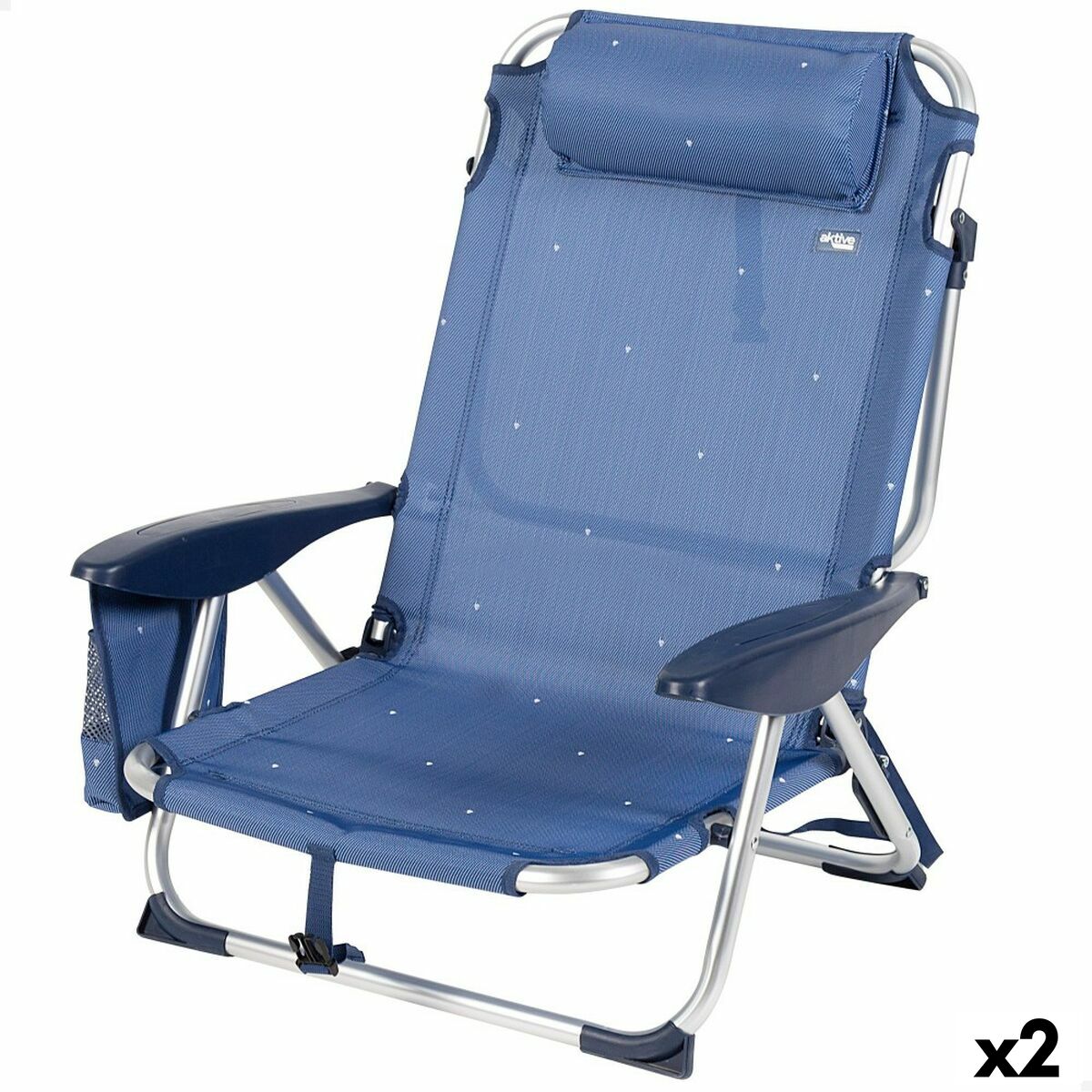Strandstol Aktive Hopfällbar Marinblå 51 x 76 x 45 cm (2 antal)