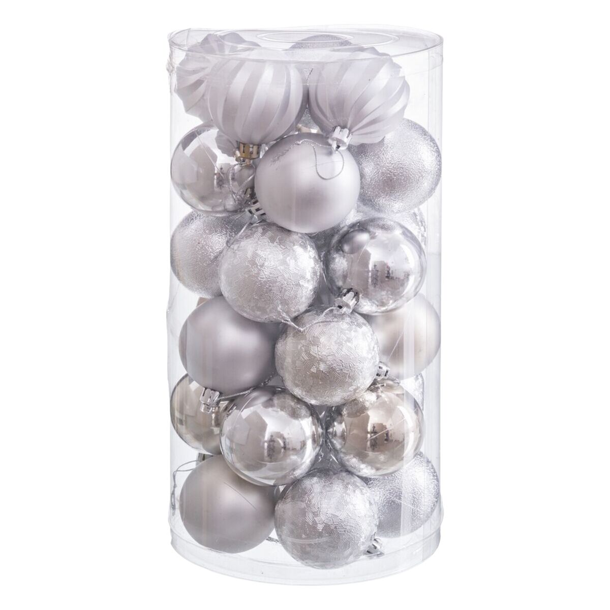 Julgranskulor Silvrig Plast Ø 6 cm (30 antal) - 2