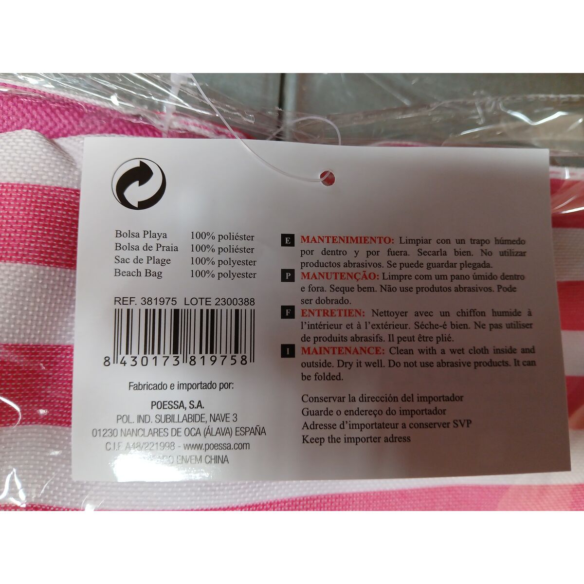 Strandväska Bismark Blå Rosa Oxford 50 x 16 x 35 cm - 6