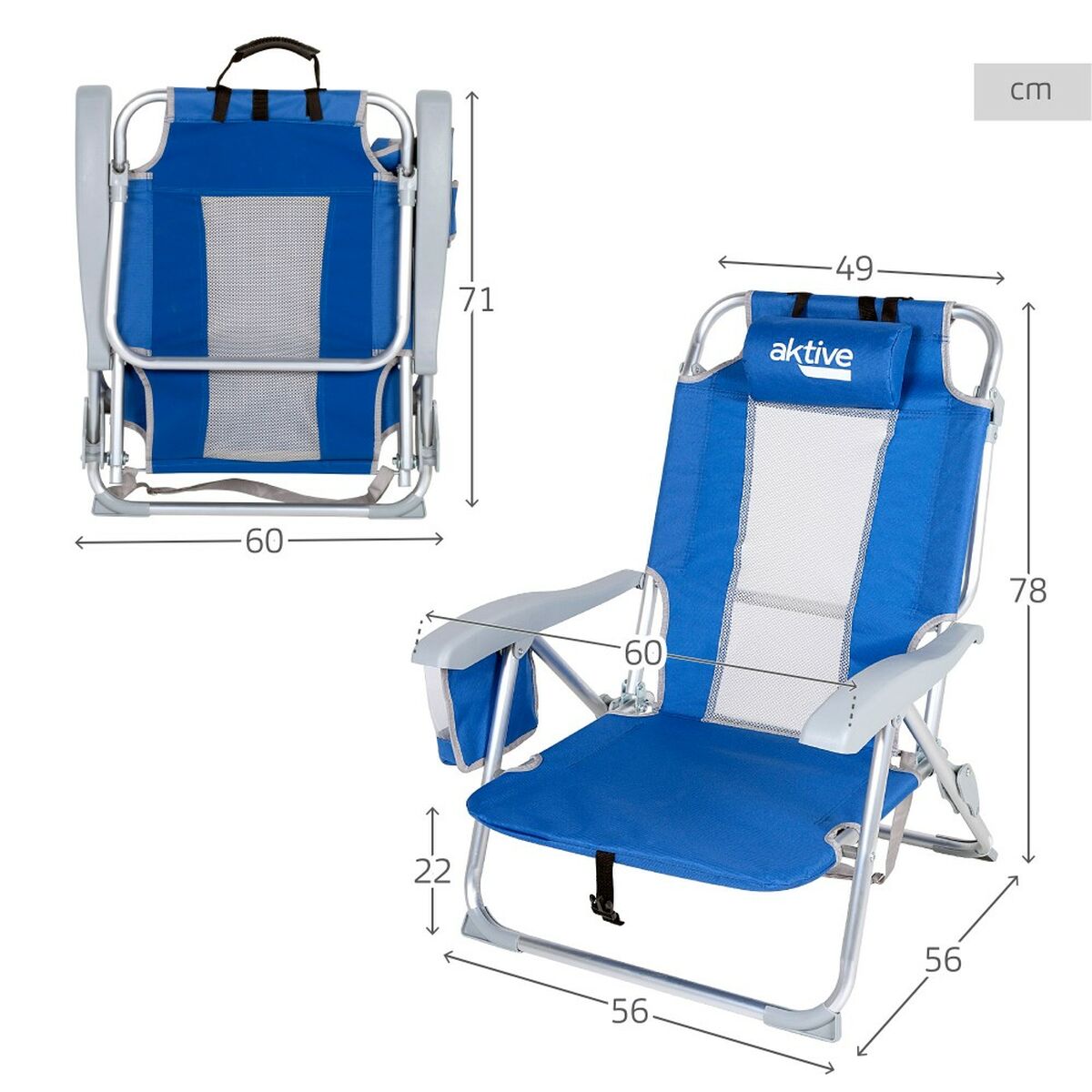 Strandstol Aktive Blå Vit 49 x 78 x 56 cm (2 antal) - 5