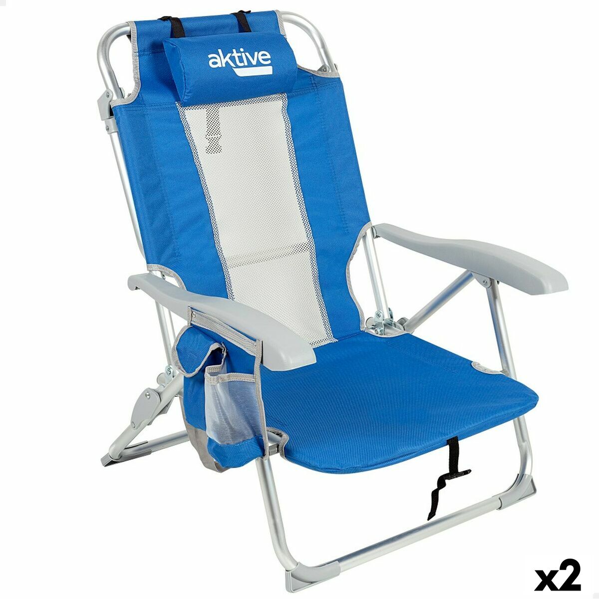 Strandstol Aktive Blå Vit 49 x 78 x 56 cm (2 antal)