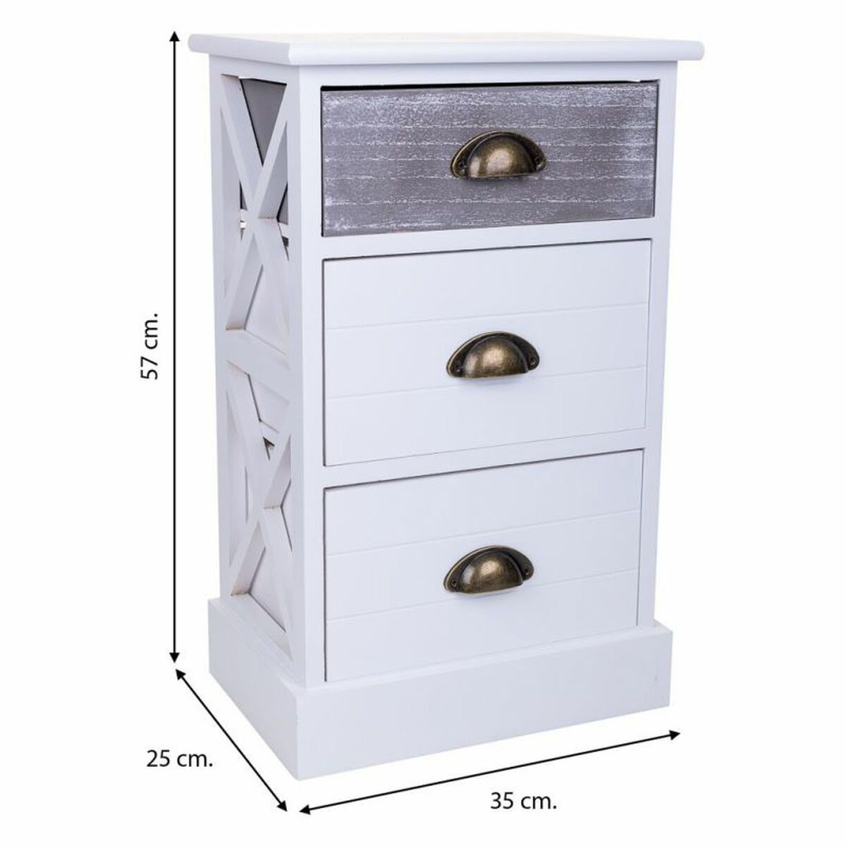 Nattduksbord Alexandra House Living Vit 25 x 57 x 35 cm - 4