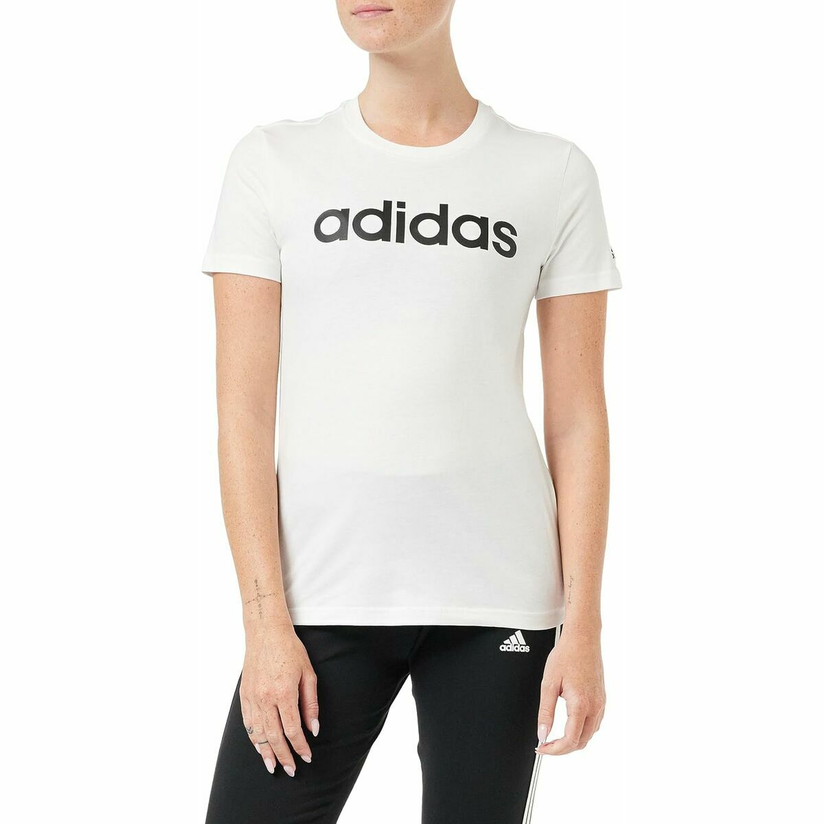 T-shirt med kortärm Dam Adidas Vit