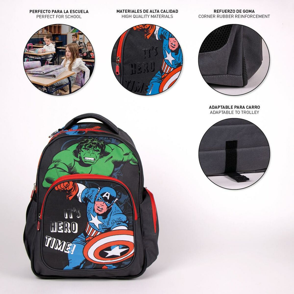 Skolryggsäck The Avengers Svart 32 x 15 x 42 cm - 15