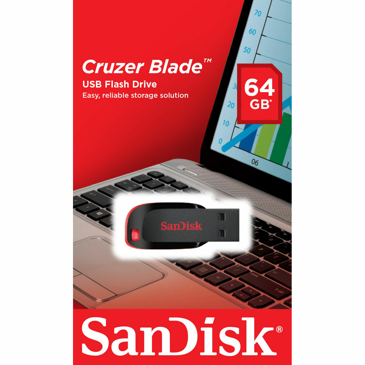 Minnessticka SanDisk Cruzer Blade Svart 64 GB - 2