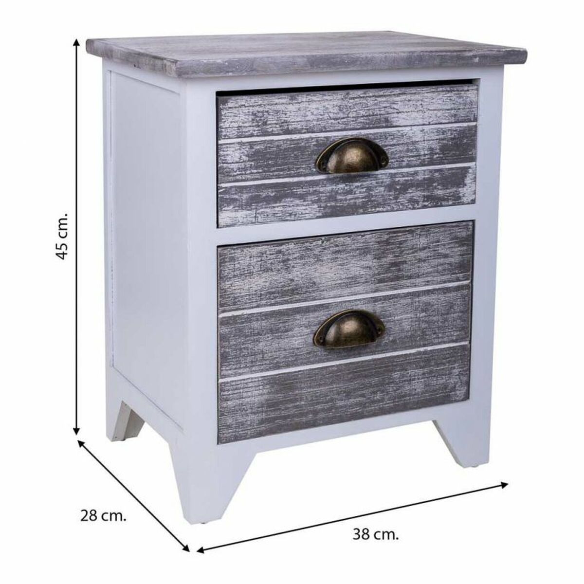 Nattduksbord Alexandra House Living Vit 28 x 45 x 38 cm - 4