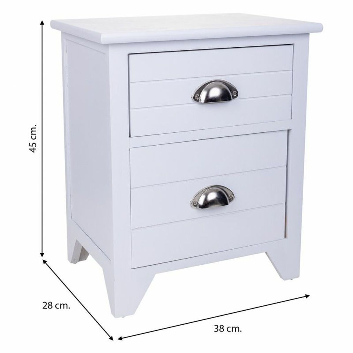 Nattduksbord Alexandra House Living Vit 28 x 45 x 38 cm - 4