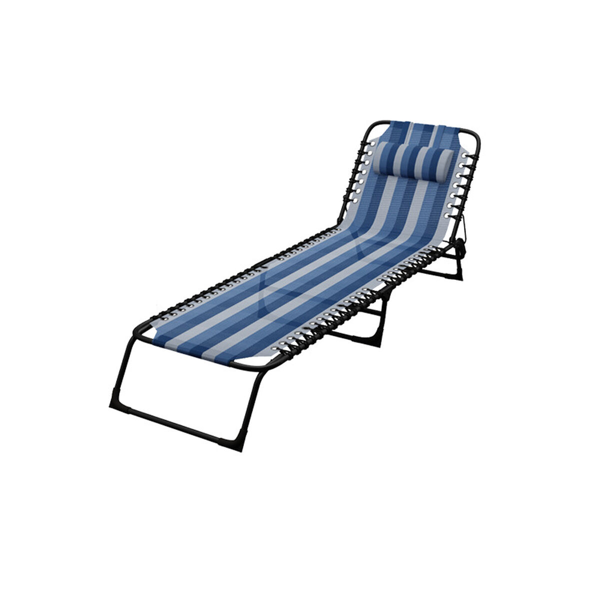 Marbueno Fällbar Stål Solstol Med Kudde Trädgård och Pool 190X58X27 cm Blå Randiga 10171 - 2