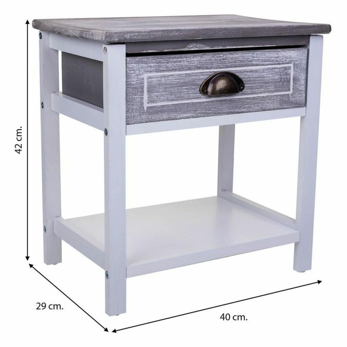 Nattduksbord Alexandra House Living Vit 29 x 42 x 40 cm - 4