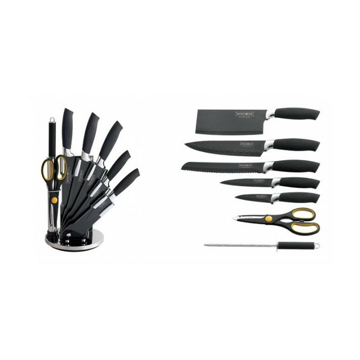 Set med köksknivar och hållare Royalty Line Svart 15 x 15 x 35 cm - 2