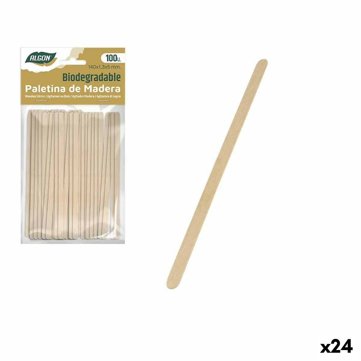 Sats med kafferörare Algon Trä 100 Delar 140 x 1,3 x 5 mm (24 antal) - 3