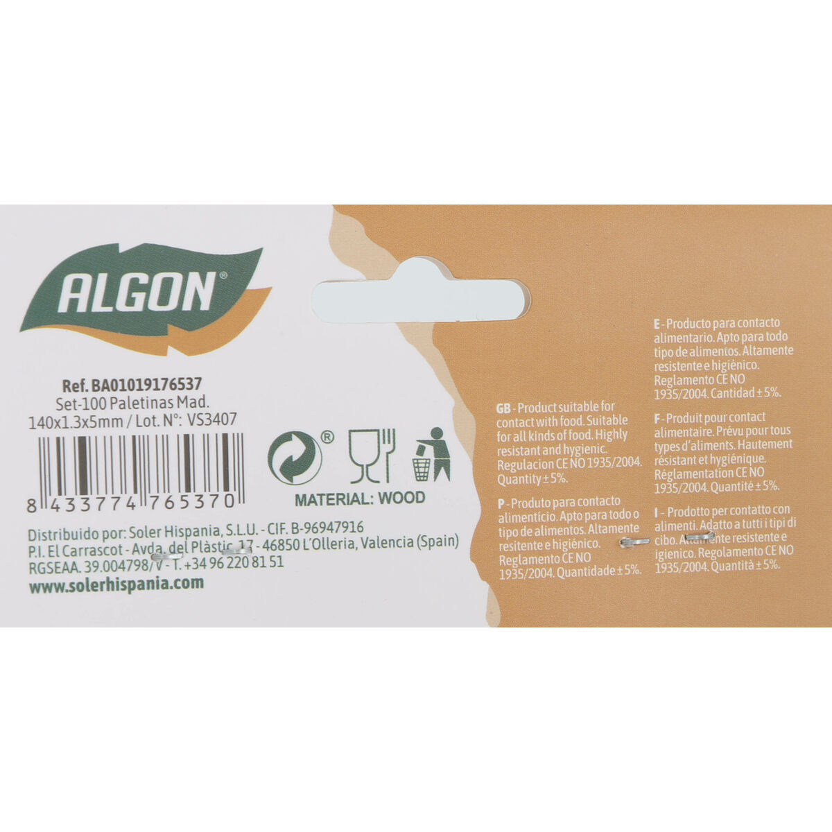Sats med kafferörare Algon Trä 100 Delar 140 x 1,3 x 5 mm (24 antal) - 5