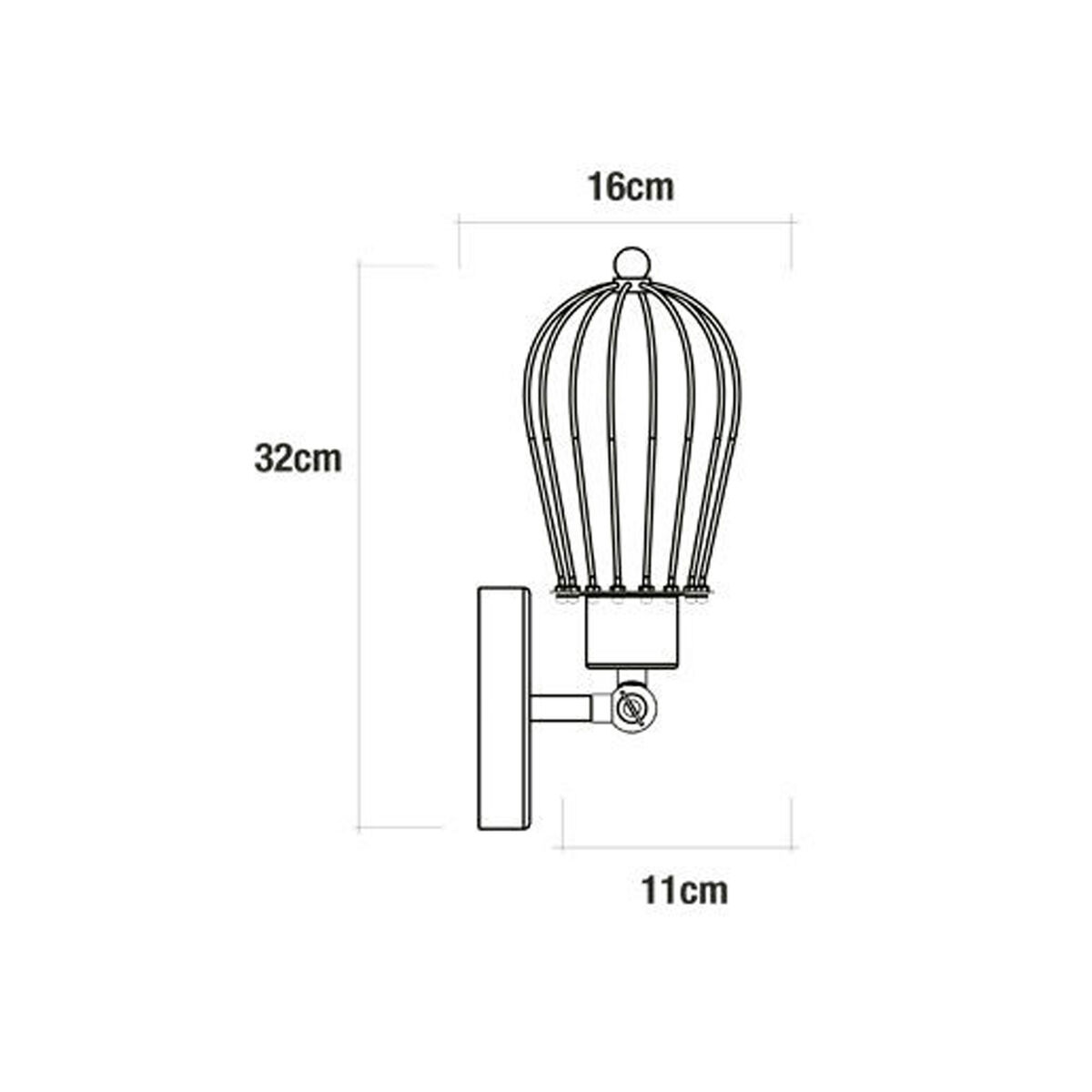 Vägglykta EDM 32105 Svart 60 W Vintage 220-240 V 11 x 16 x 32 cm - 3