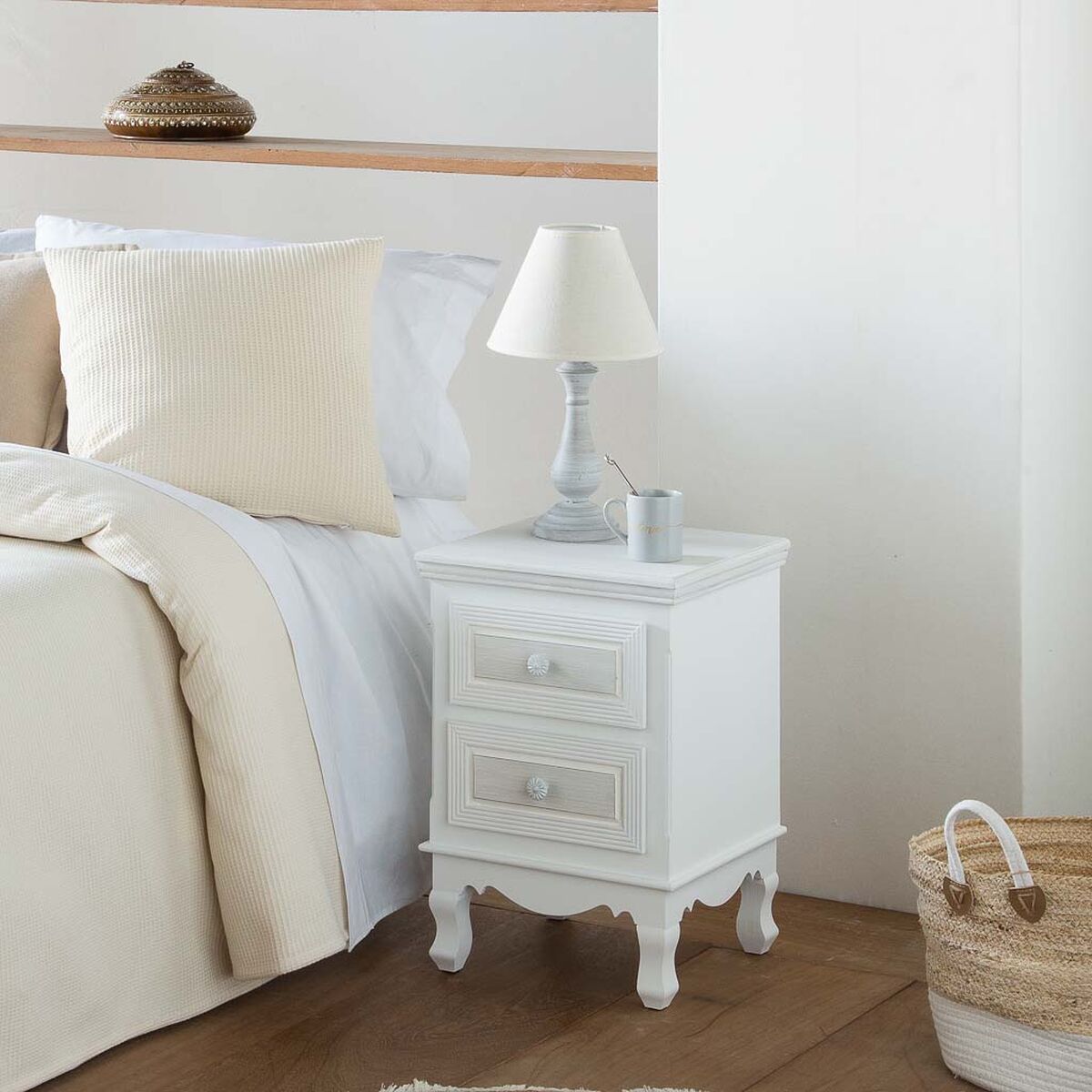 Nattduksbord Alexandra House Living Vit 33 x 53 x 37 cm - 3