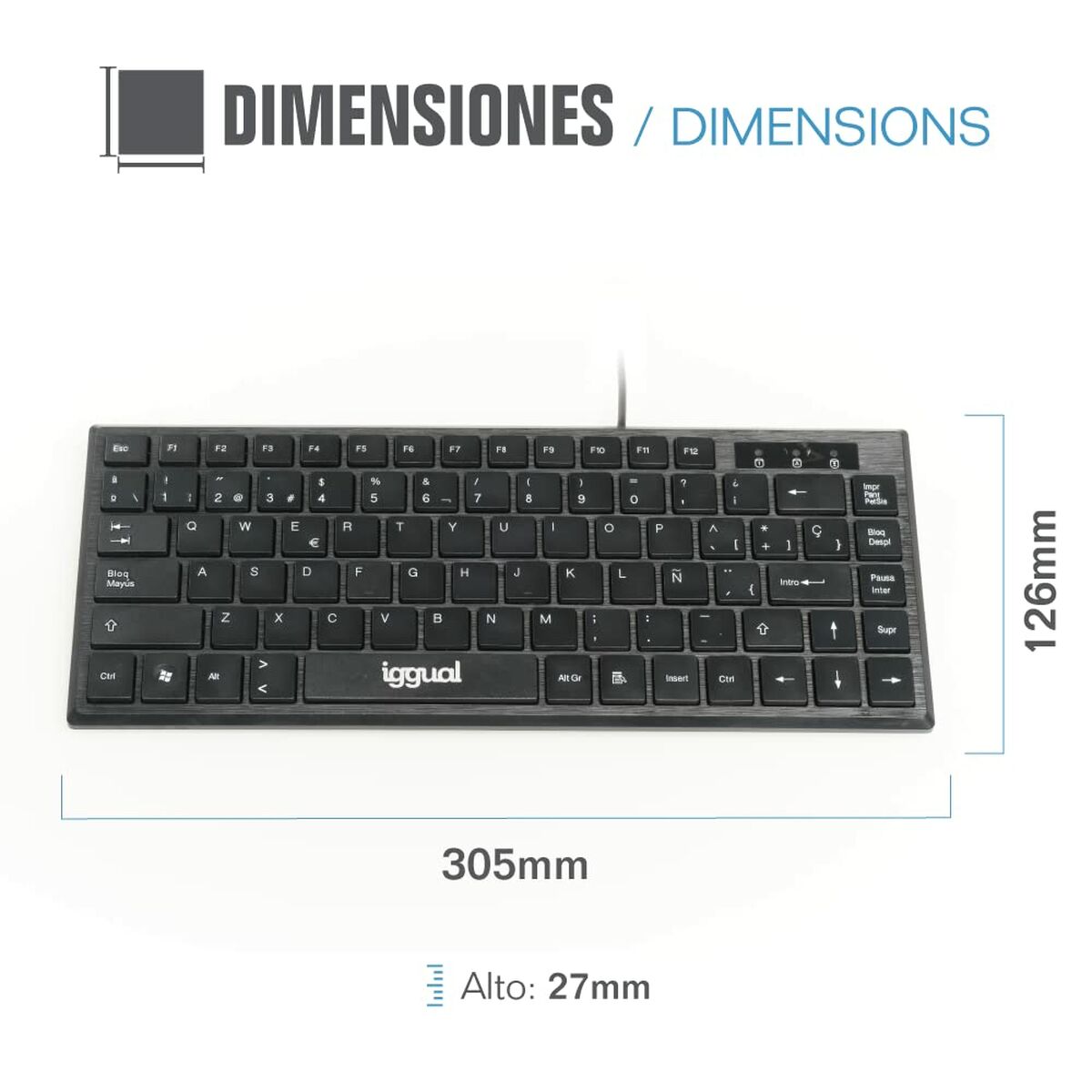 Tangentbord iggual Teclado USB compacto TKL Slim TKL-USB negro Svart - 4