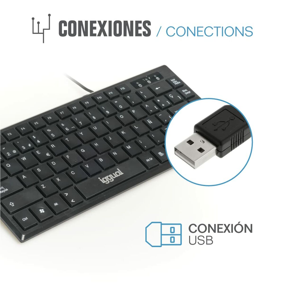Tangentbord iggual Teclado USB compacto TKL Slim TKL-USB negro Svart - 3