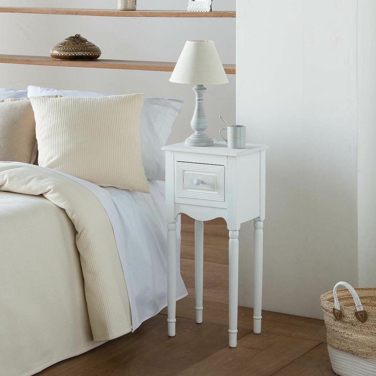 Nattduksbord Alexandra House Living Vit 26 x 72 x 33 cm - 6