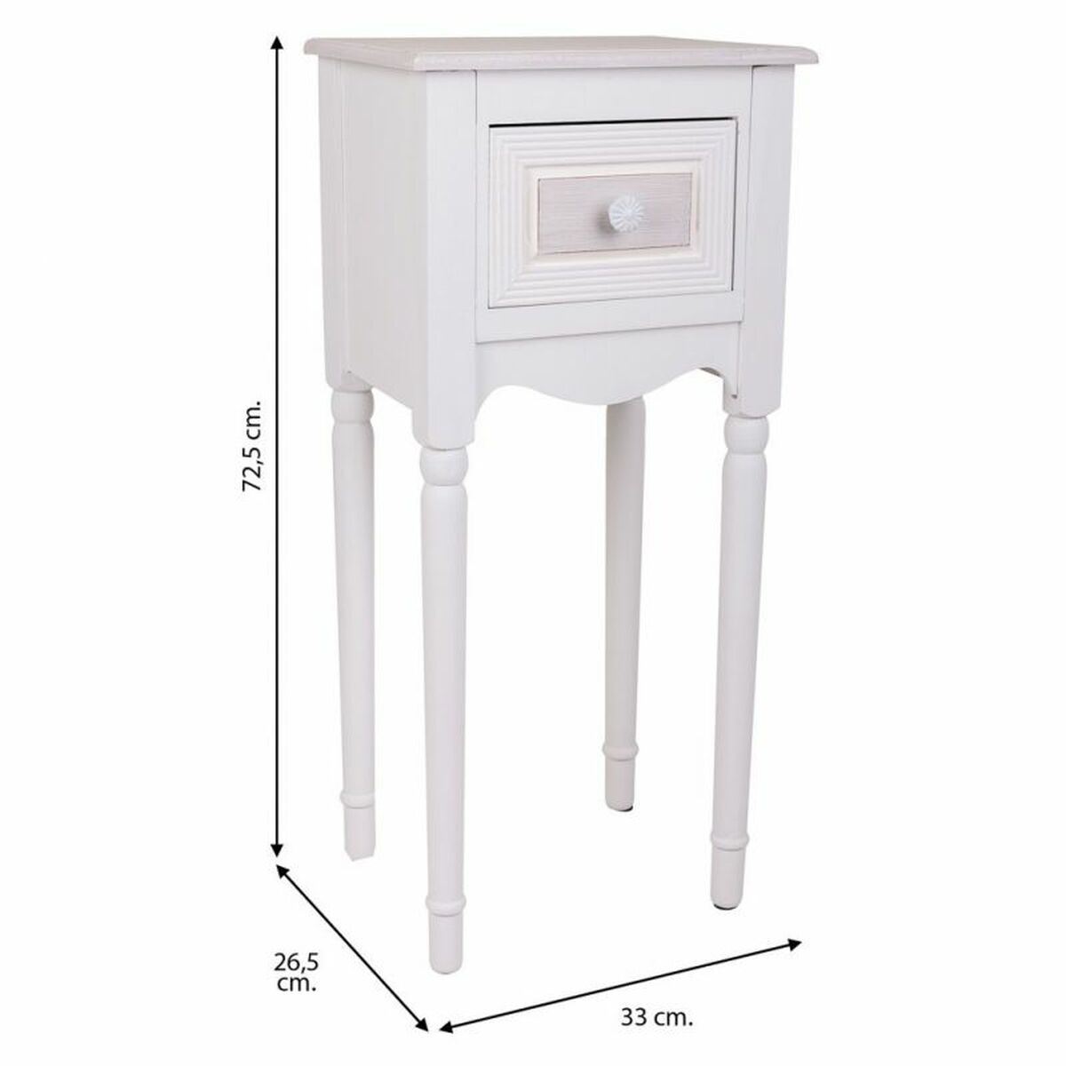 Nattduksbord Alexandra House Living Vit 26 x 72 x 33 cm - 2