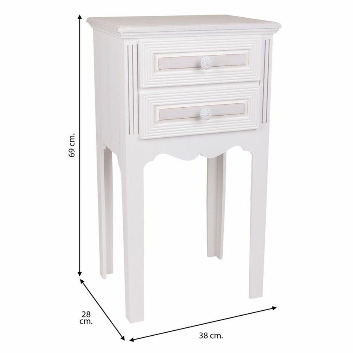 Nattduksbord Alexandra House Living Vit 28 x 69 x 38 cm - 5