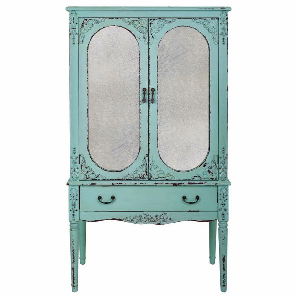 Skåp Alexandra House Living Blå Glas Granträ Trä MDF 42 x 140 x 80 cm - 2