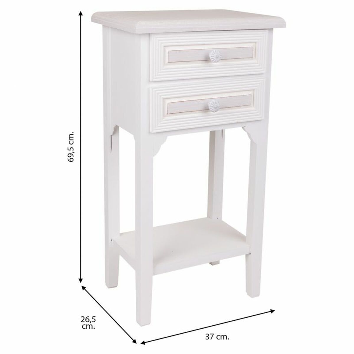 Nattduksbord Alexandra House Living Vit 26 x 69 x 37 cm - 5
