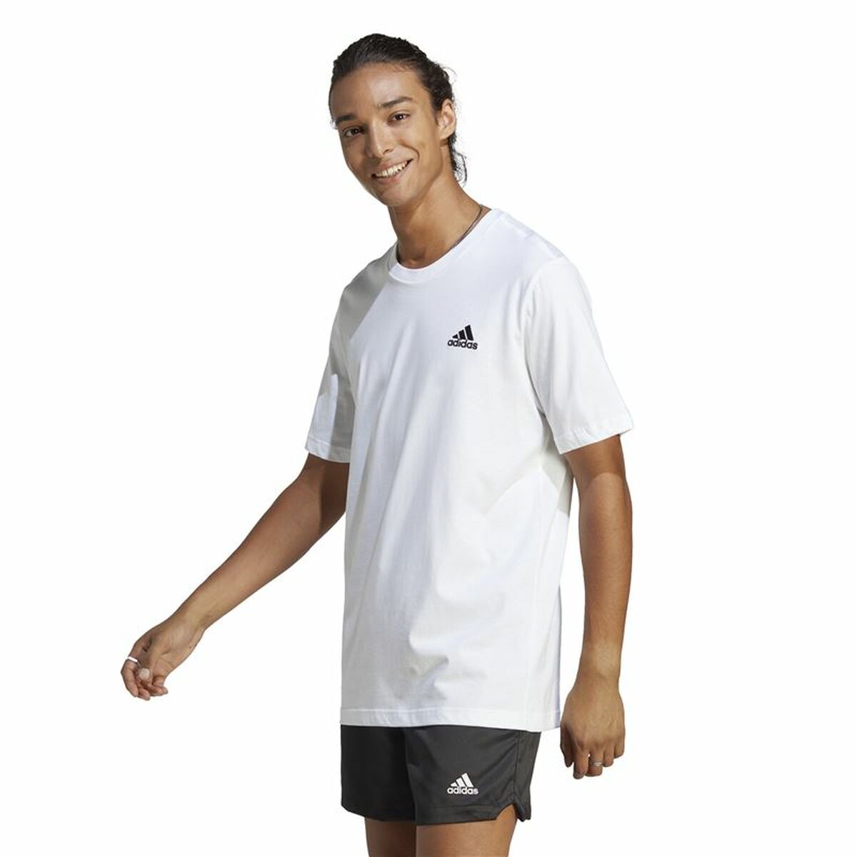 T-shirt med kortärm Herr Adidas Essentials Vit - 3