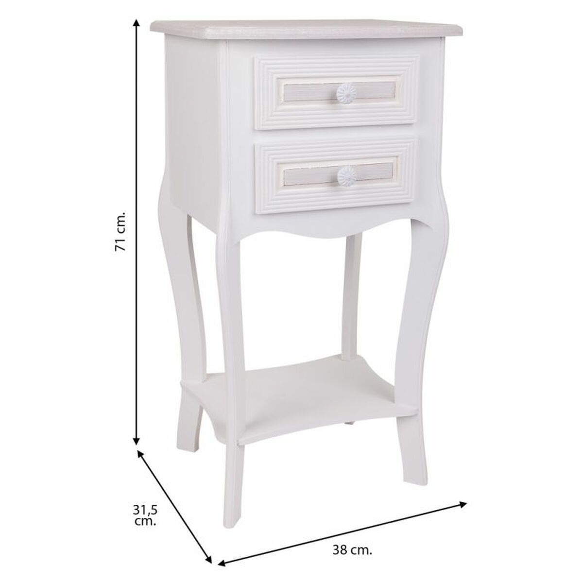 Nattduksbord Alexandra House Living Vit 31 x 71 x 38 cm - 5