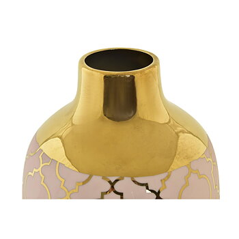 Vas DKD Home Decor Porslin Rosa Gyllene Orientalisk (15 x 15 x 41,5 cm)