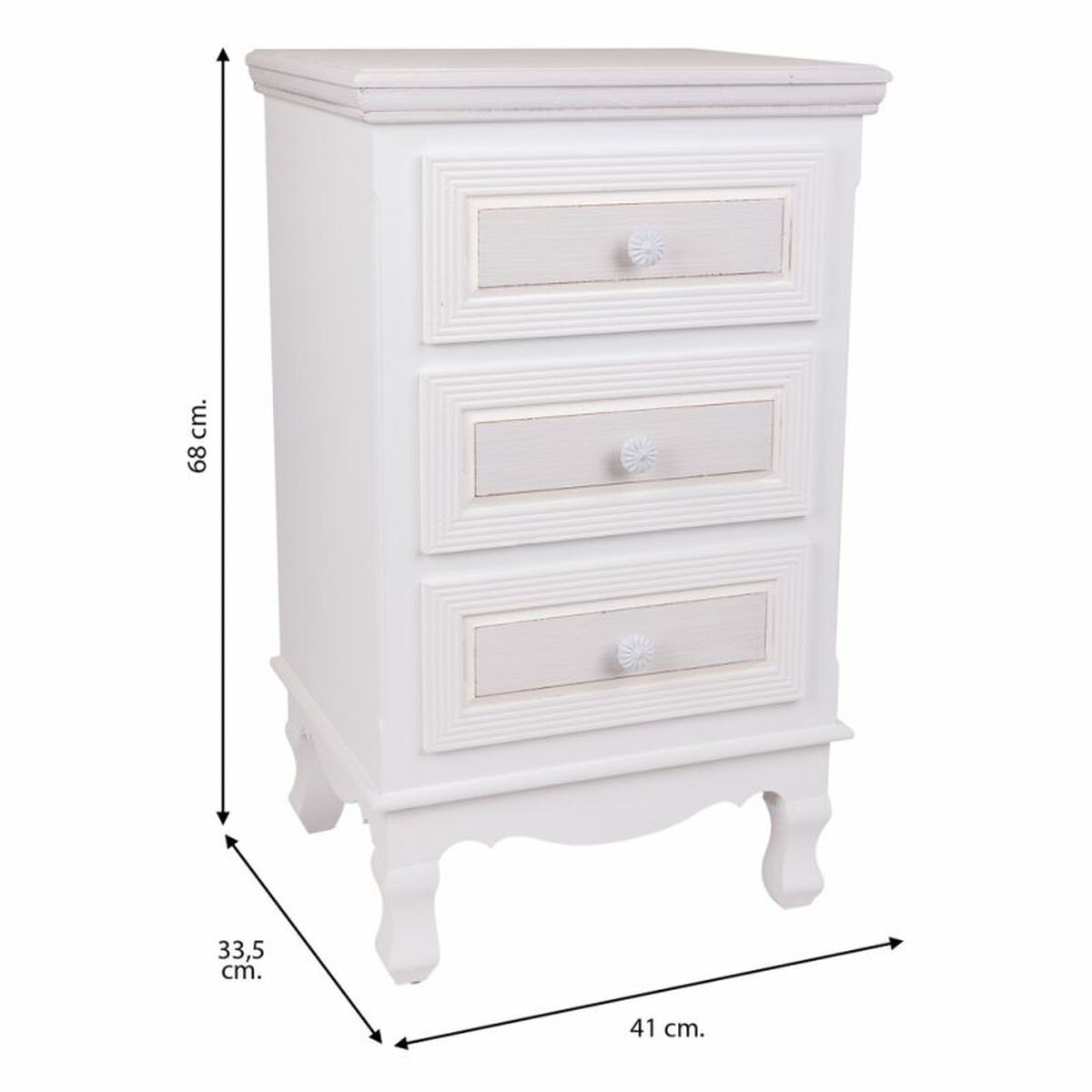 Nattduksbord Alexandra House Living Vit 33 x 68 x 41 cm - 5