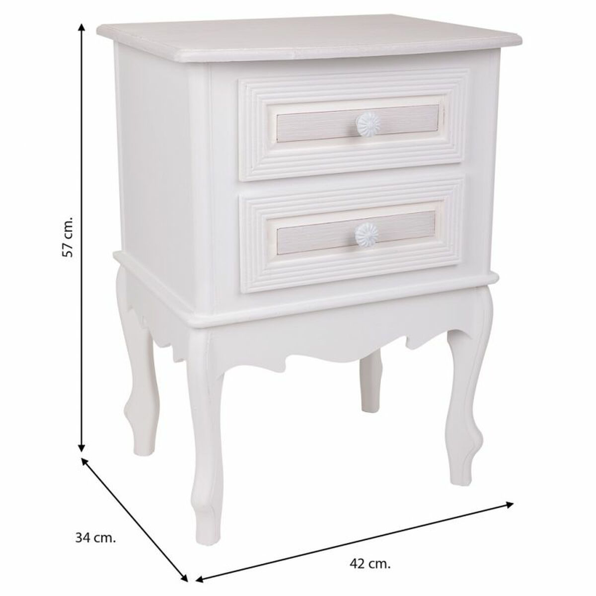 Nattduksbord Alexandra House Living Vit 34 x 57 x 42 cm - 5