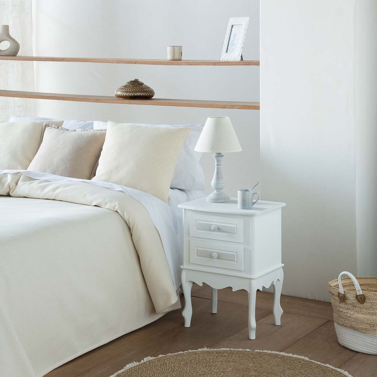 Nattduksbord Alexandra House Living Vit 34 x 57 x 42 cm - 2